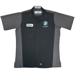 Red Kap BMW Mechanic Work Shirt Short Sleeve Stephen Gephardt Patch Mens M